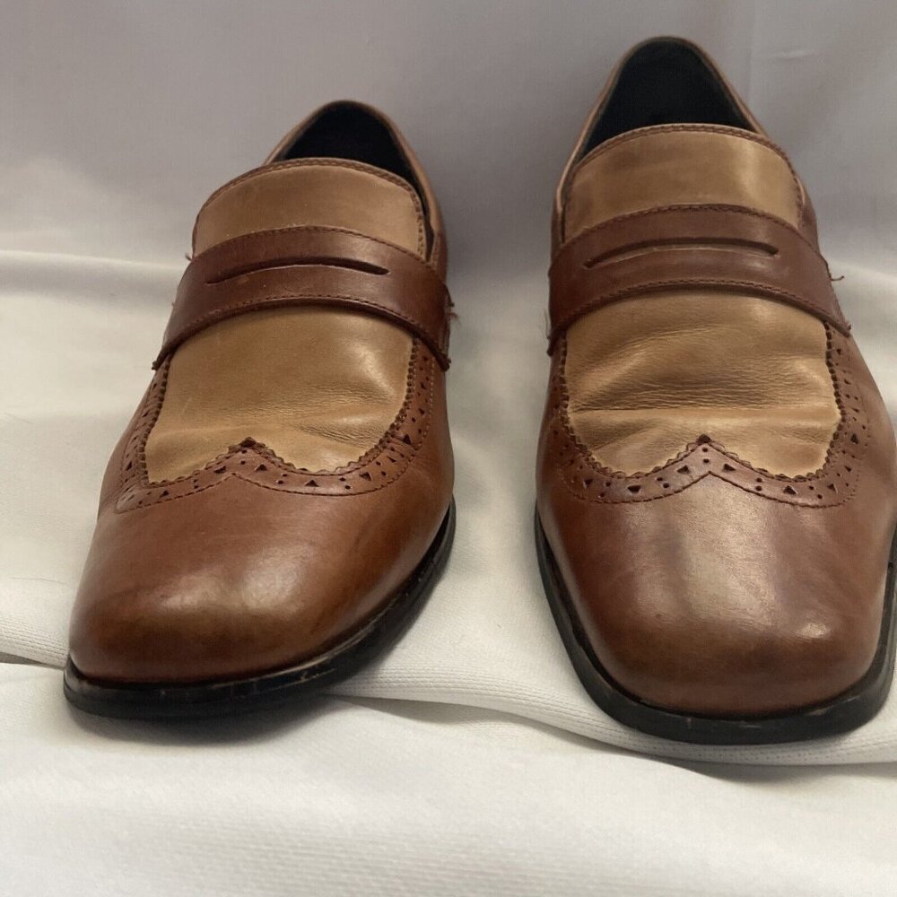 Stacy Adams Mens Leather Slip-On Loafers Two-Tone Brown Size 8.5M